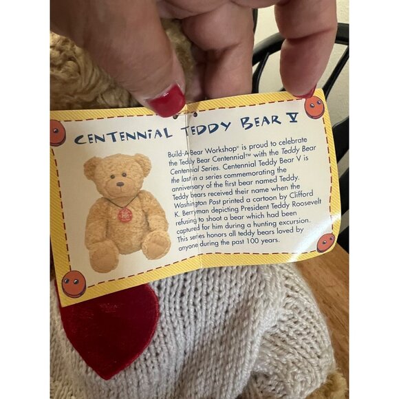 Build-A-Bear Centennial Teddy Bear V With Heart Sweater & Fringe Skirt Collectib - Picture 6 of 10